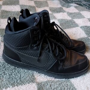 Nike Court Borough Mid Winter Triple Black High Top Sneakers